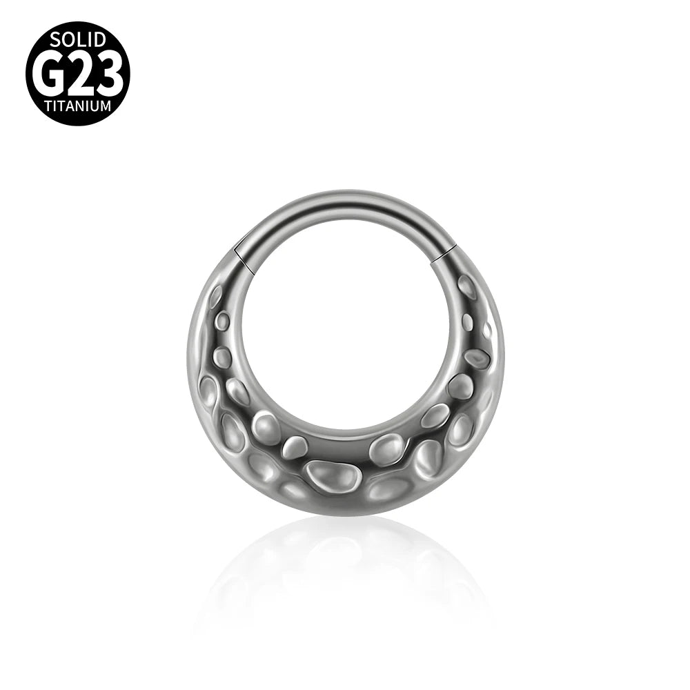 1/2/5PCS Punk Titanium Concave&Convex Crater Moon Septum Piercing Clicker Nose Rings 16G Segment Cartilage Daith Hoop Earring
