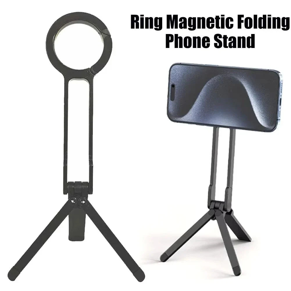 Foldable Phone Tripod Carabiner-Mounted For iPhone 17 16 15 Portable Dual-sided Magnetic Tripod Desk Mount Phone Handle Holder