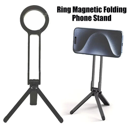 Foldable Phone Tripod Carabiner-Mounted For iPhone 17 16 15 Portable Dual-sided Magnetic Tripod Desk Mount Phone Handle Holder