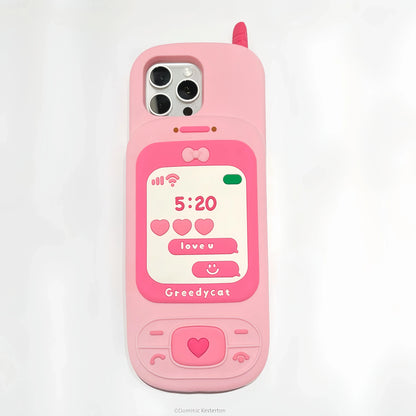 Couple's Fun Accessories Fashionable Pink Push-pull Telephone Design Phone Case For iPhone 13 14 15 16 Pro Max Anti Drop Case