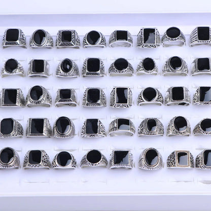 10/20/30/50Pcs/Lot Fashion Retro Punk Classic Multicolor Rhinestone Rings for Men Women Jewelry Accessories Party Gift Mix Style