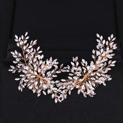 Golden Crystal Pearl Hair Comb Headband Hairband For Women Party Bridal Wedding Hair Accessories Jewelry Comb Headband Hairband