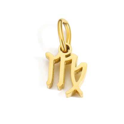 10PCS Stainless Steel Star Zodiac Sign 12 Constellation Pendant Accessories for Necklace Women Man Jewelry Gifts Wholesale