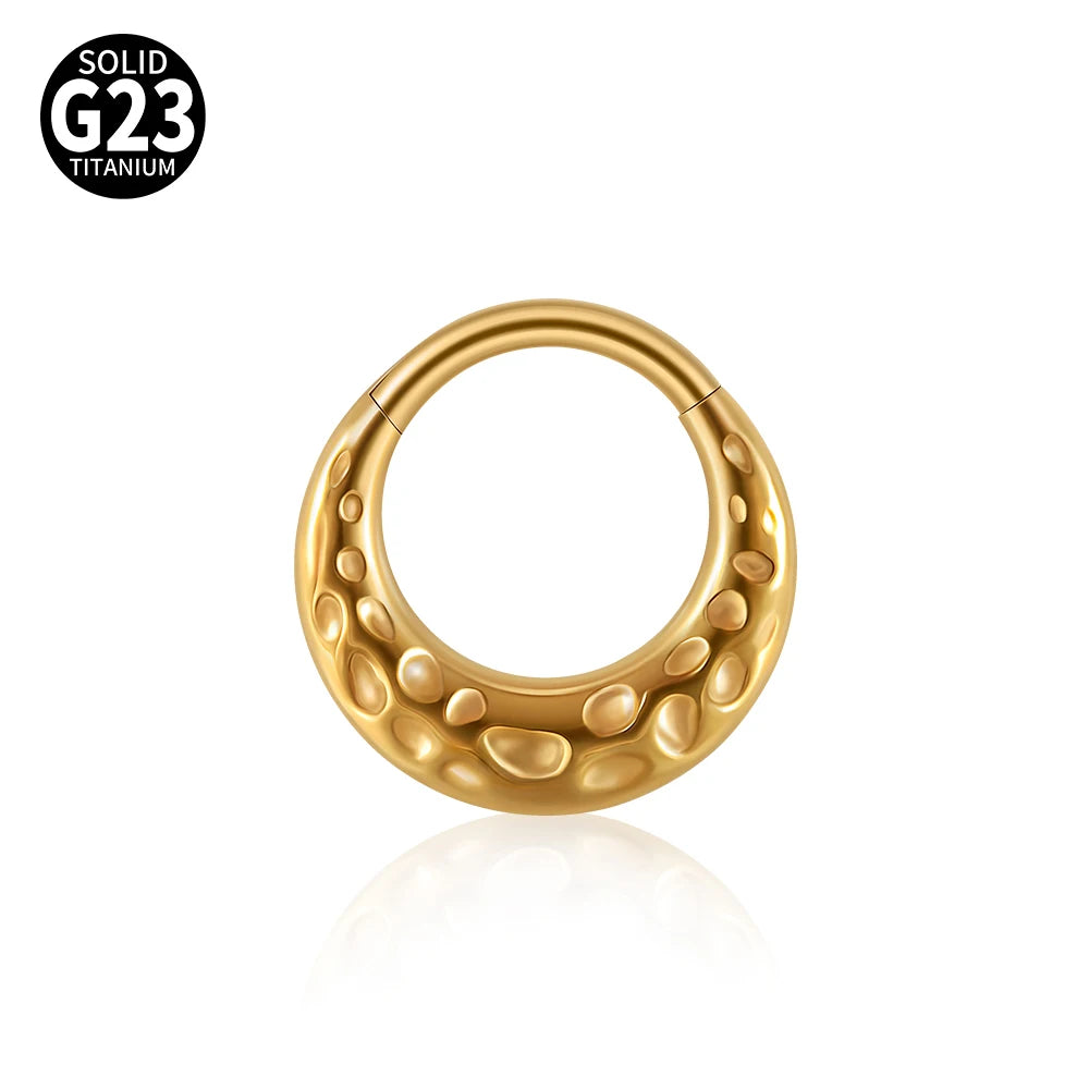 1/2/5PCS Punk Titanium Concave&Convex Crater Moon Septum Piercing Clicker Nose Rings 16G Segment Cartilage Daith Hoop Earring