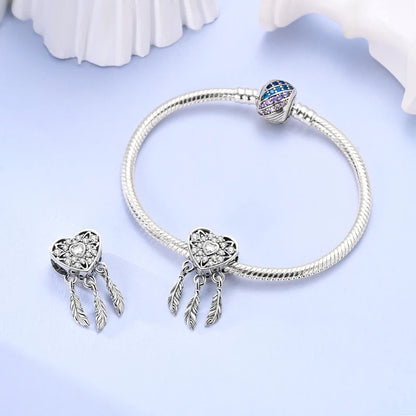 Original 925 Sterling Silver Charms Beads Pendants Colorful Dreamcatcher Lucky Charms Fit Bracelets Necklaces Women DIY Jewelry