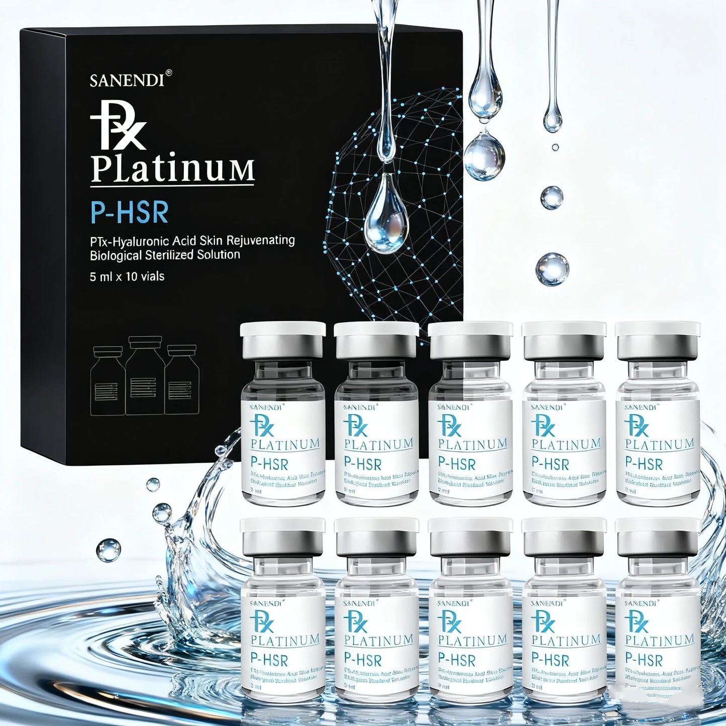 Korean Hyaluronic Acid Serum for Face Dermapen Anti-aging Moisturizing Skin Care Brighten Repair Essence 5MLx10Vials