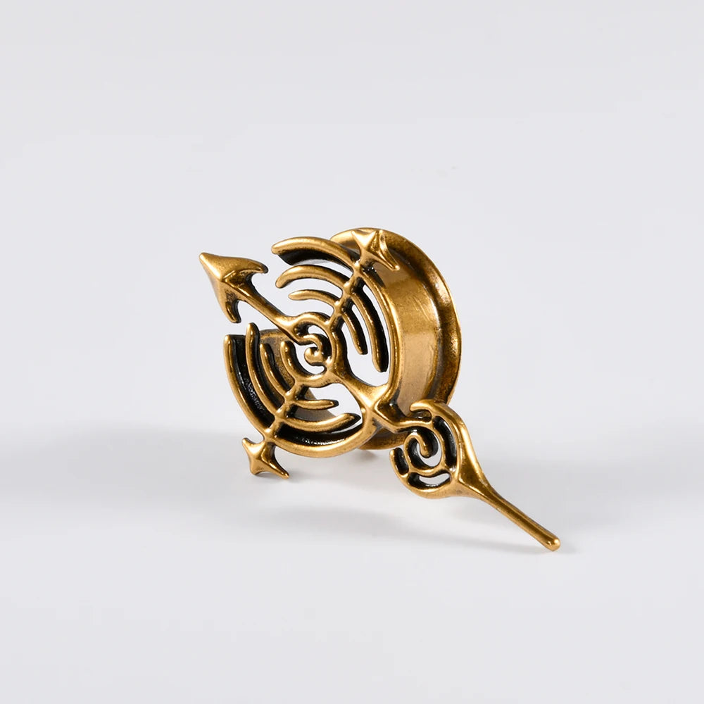 Copper Cross Arrows Spiral Ear Piercing Tunnels 6-25mm Punk U Shape Flared Ear Gauge Expansion Strenghted Saddle Piercing Plugs