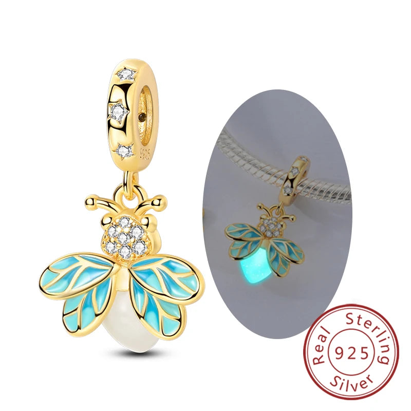 Hot 925 Sterling Silver Charm Beads Butterfly Dragonfly Firefly Charms Fit Original Bracelets DIY Jewelry For Women Gift