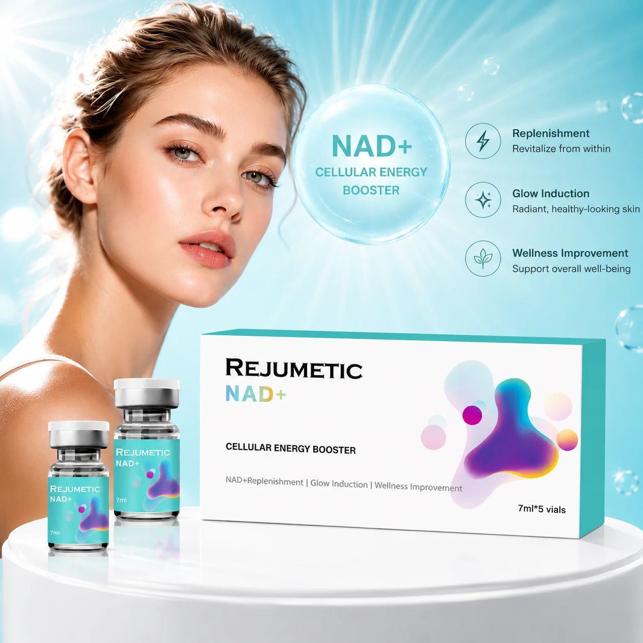Rejumetic NAD+ Skin Booster 2026 New Moisturezing Hydrating Liquid Solution Home Care Salon Beauty Product 7mlx5vial