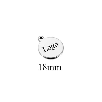 10-50pcs Stainless Steel Circle Round Tag Laser Engraved Logo Name Tail Chain Label for DIY Customize Jewelry Making