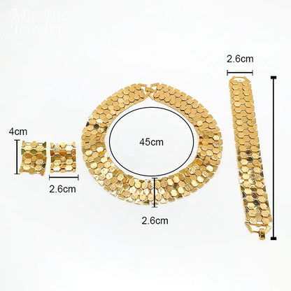 Italian Jewellery Set Vintage Necklace Earrings Bracelet Sets 18K Gold Plated Jewelry Set for Women Bridal Wedding Party Gifts