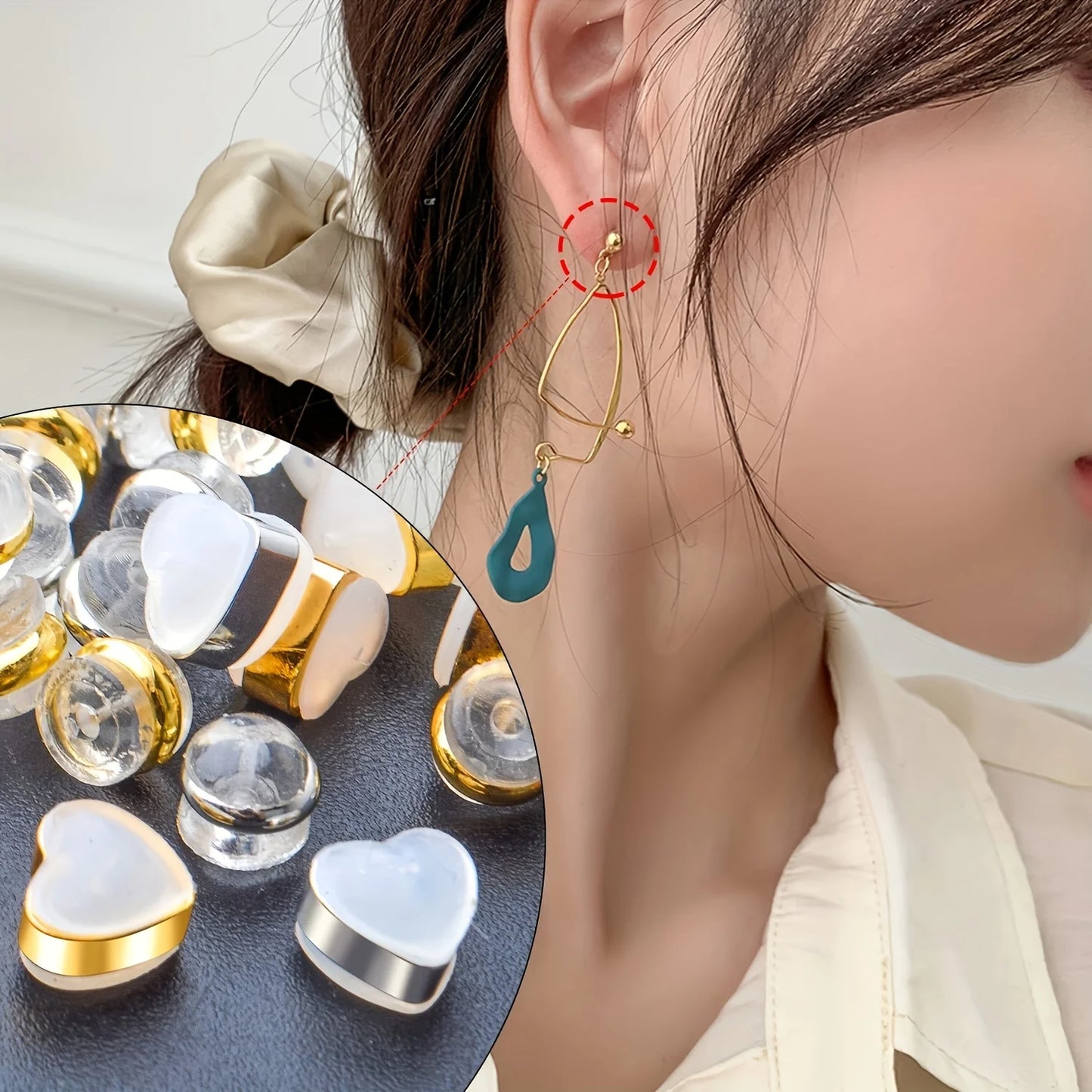 10/20/50Pcs Love Heart Soft Silicone Earring Backs Stoppers Copper Ring Ear Plugs For Jewelry Making DIY Earring Accessories