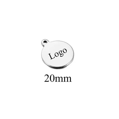 10-50pcs Stainless Steel Circle Round Tag Laser Engraved Logo Name Tail Chain Label for DIY Customize Jewelry Making