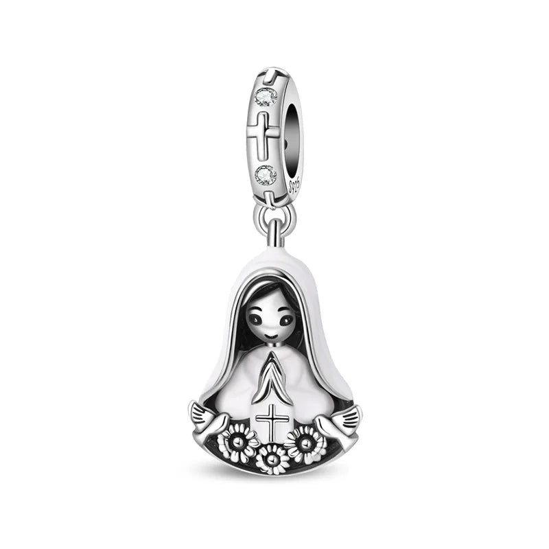 Original 925 Sterling Silver Charm Beads Classic Cross Bible Guardian Angel Charms Pendants For Bracelet DIY Birthday Jewelry