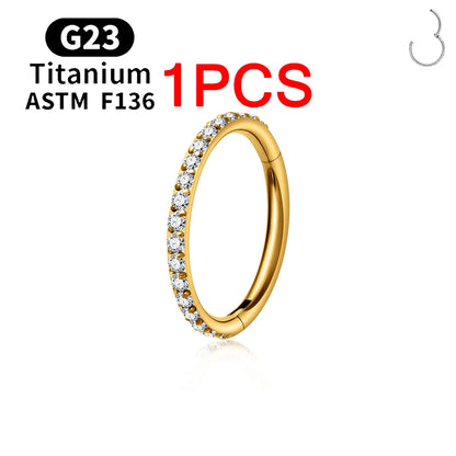 1/10PCS ASTM F136 Titanium Nose Ring 16/18G CZ Hinged Septum Clicker Hoop Tragus Daith Cartilage Helix Ear Piercing Body Jewelry