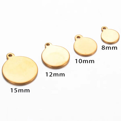 10-50pcs Stainless Steel Circle Round Tag Laser Engraved Logo Name Tail Chain Label for DIY Customize Jewelry Making