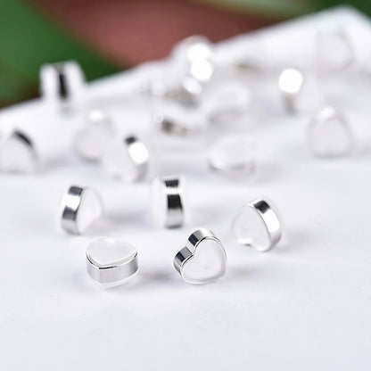 10/20/50Pcs Love Heart Soft Silicone Earring Backs Stoppers Copper Ring Ear Plugs For Jewelry Making DIY Earring Accessories