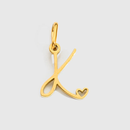 St-Delan Gold Plated Cursive Heart Initial Charms A-Z Script Alphabet Pendants for DIY Jewelry Making