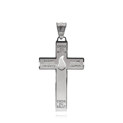 316L Stainless Steel Our Lady of Good Guard Medal Necklace With Chain Marie Julie Jahenny Cross of Forgiveness Protection Charm