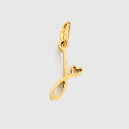 St-Delan Gold Plated Cursive Heart Initial Charms A-Z Script Alphabet Pendants for DIY Jewelry Making