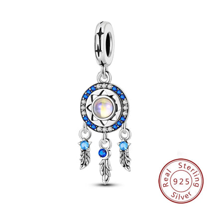 Original 925 Sterling Silver Charms Beads Pendants Colorful Dreamcatcher Lucky Charms Fit Bracelets Necklaces Women DIY Jewelry