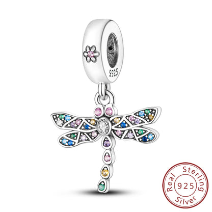 Hot 925 Sterling Silver Charm Beads Butterfly Dragonfly Firefly Charms Fit Original Bracelets DIY Jewelry For Women Gift