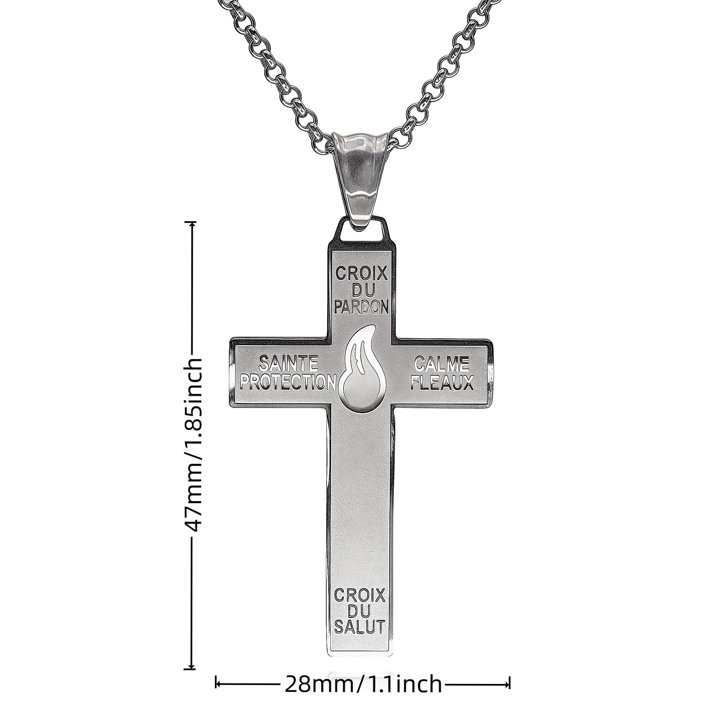 316L Stainless Steel Our Lady of Good Guard Medal Necklace With Chain Marie Julie Jahenny Cross of Forgiveness Protection Charm