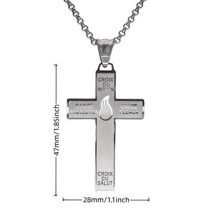 316L Stainless Steel Our Lady of Good Guard Medal Necklace With Chain Marie Julie Jahenny Cross of Forgiveness Protection Charm