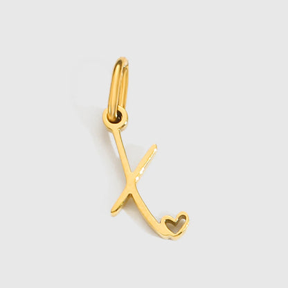 St-Delan Gold Plated Cursive Heart Initial Charms A-Z Script Alphabet Pendants for DIY Jewelry Making