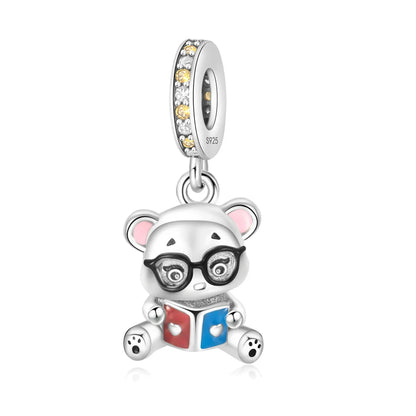 2025 New Silver Plated Elephant, Wombat, Kitten, Bear Dangle Charm Fit Pan Bracelet Bead DIY Women Cute Pet Serise Jewelry Gift
