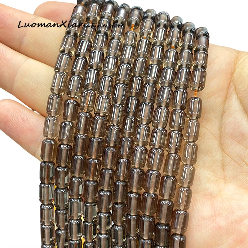 6x9MM Cylinder AA Smoky Quartz Natural Stone Loose Spacer Beads for Jewelry Making DIY Earrings Bracelets Charms Accessories