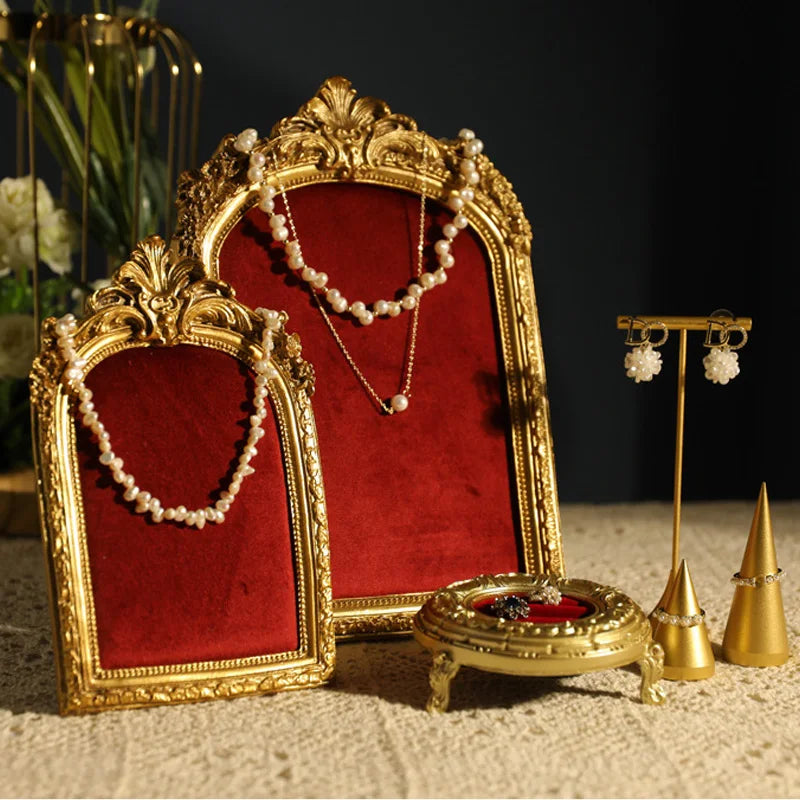 Retro Picture Frame Shape Jewelry Display Stand Earrings Necklace Organizer Rack Jewelry Counter Showcase Props
