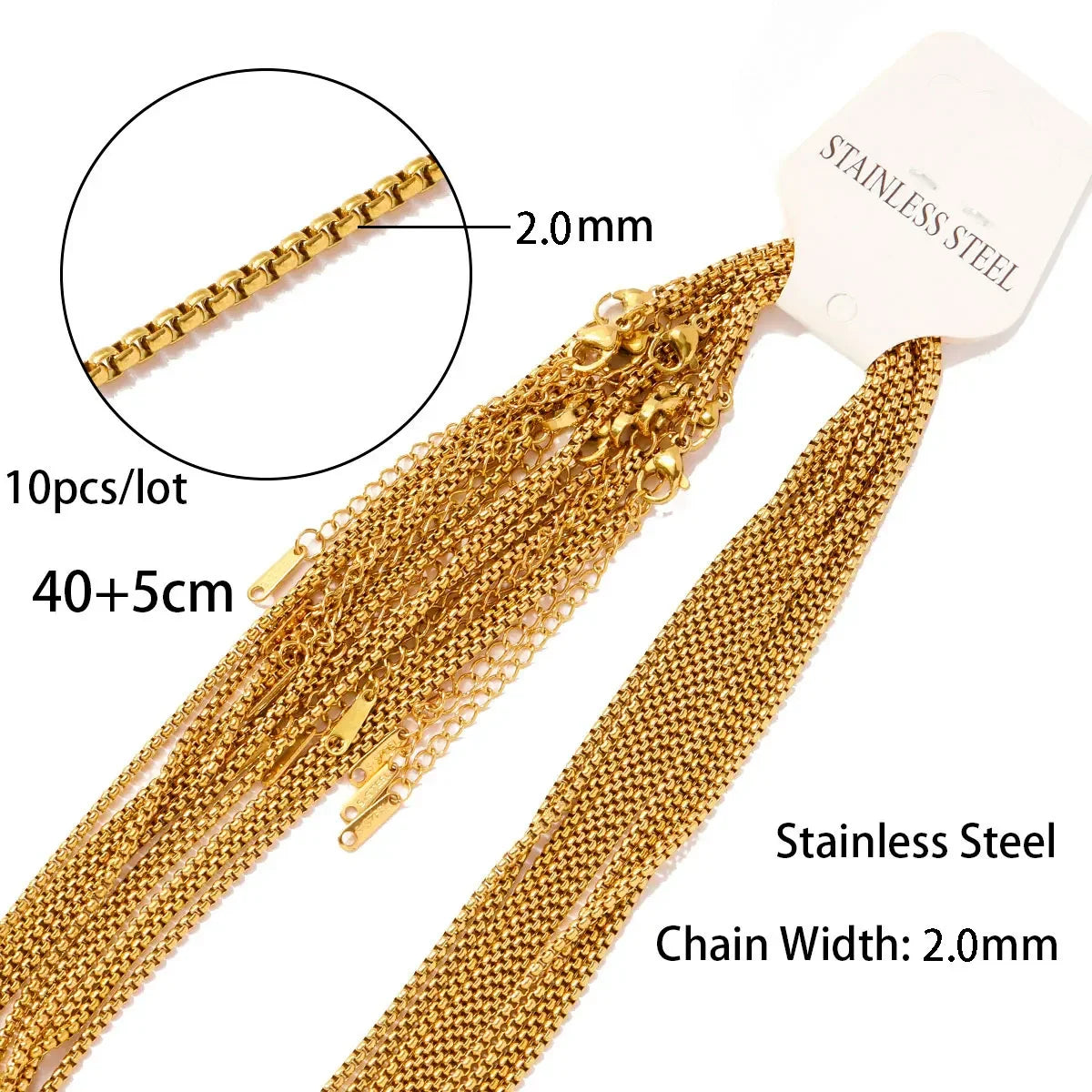 10pcs/Lot Stainless Steel  40+5cm 18K Gold Color PVD Plated Ripple Twisted Chain Never Fade Women Water Wave DIY Necklace