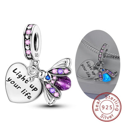 Hot 925 Sterling Silver Charm Beads Butterfly Dragonfly Firefly Charms Fit Original Bracelets DIY Jewelry For Women Gift
