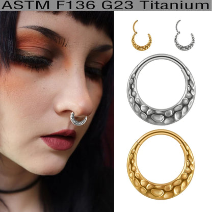 1/2/5PCS Punk Titanium Concave&Convex Crater Moon Septum Piercing Clicker Nose Rings 16G Segment Cartilage Daith Hoop Earring