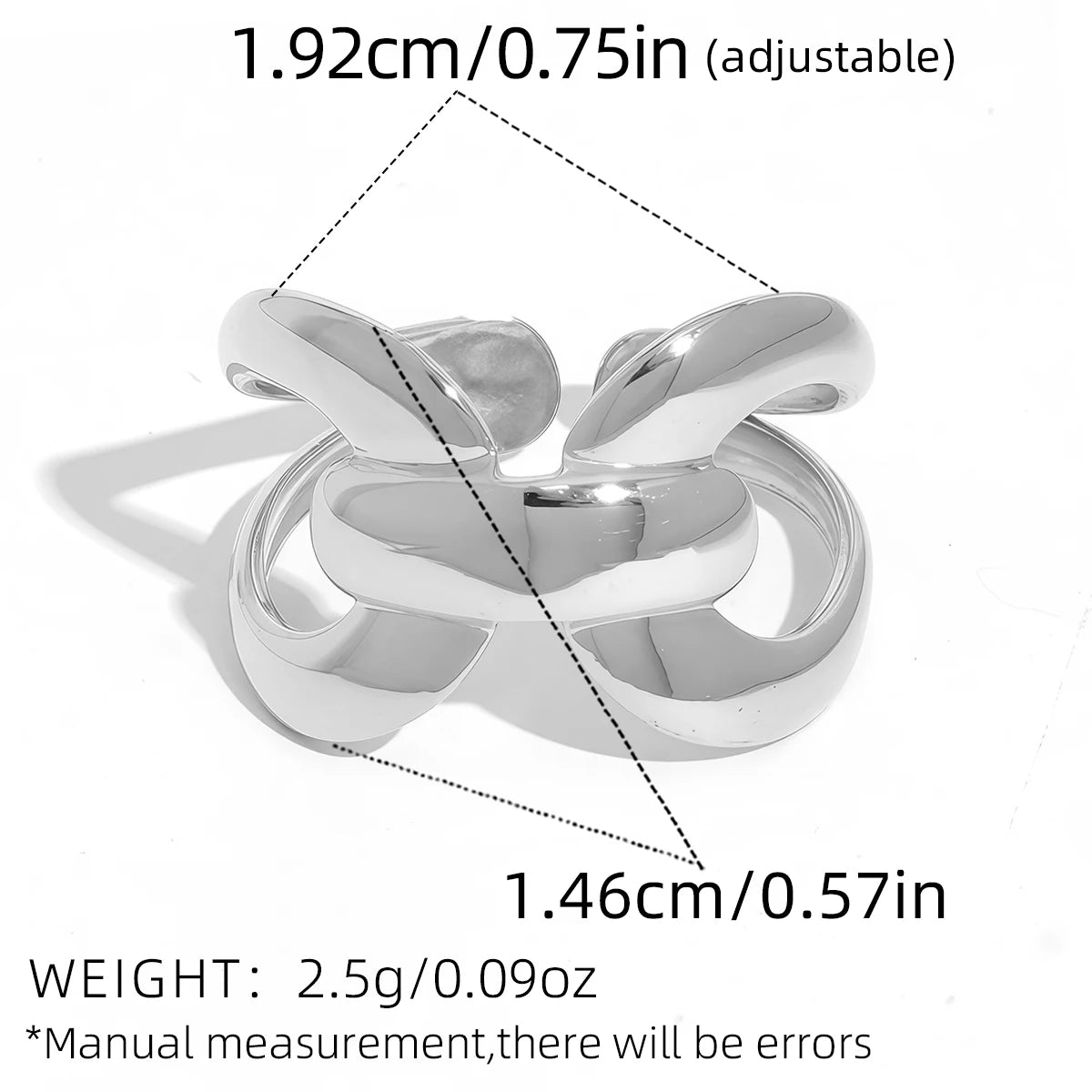 Stainless Steel Statement Ring New Design Metalic Texture 18 K Plated Finger Ring Waterproof Jewelry Bagues Pour Femme