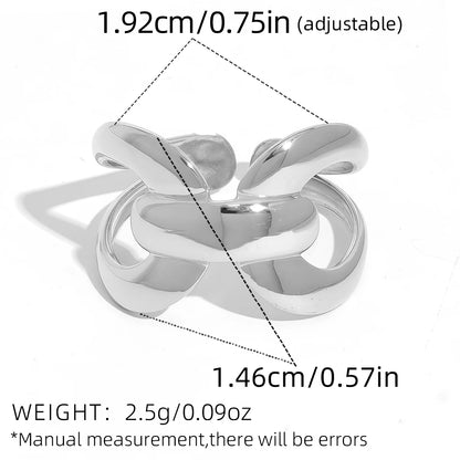 Stainless Steel Statement Ring New Design Metalic Texture 18 K Plated Finger Ring Waterproof Jewelry Bagues Pour Femme