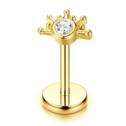 Bobisty 20G Flat Back Studs Earrings for Women Men 14K Gold Plated Push-in Cartilage Helix Tragus Nose Piercing Jewelry