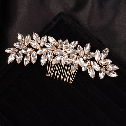 Golden Crystal Pearl Hair Comb Headband Hairband For Women Party Bridal Wedding Hair Accessories Jewelry Comb Headband Hairband