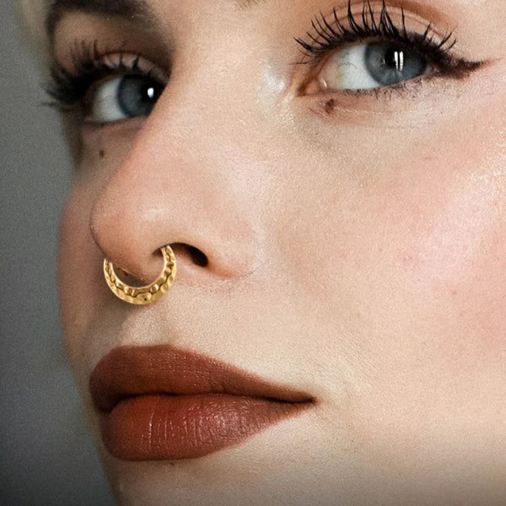 1/2/5PCS Punk Titanium Concave&Convex Crater Moon Septum Piercing Clicker Nose Rings 16G Segment Cartilage Daith Hoop Earring