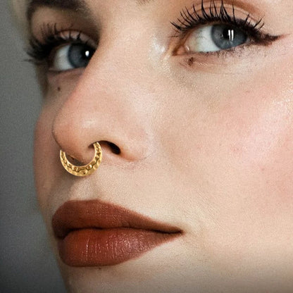 1/2/5PCS Punk Titanium Concave&Convex Crater Moon Septum Piercing Clicker Nose Rings 16G Segment Cartilage Daith Hoop Earring