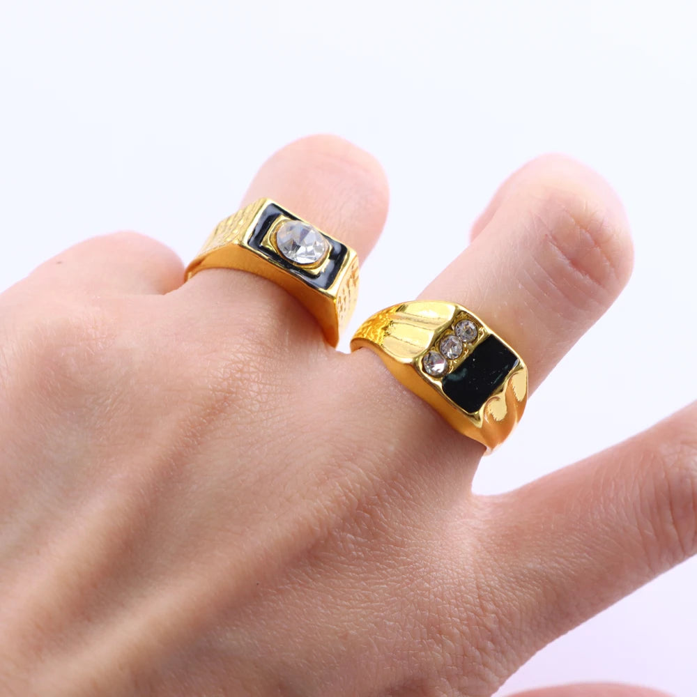 10/20/30/50Pcs/Lot Fashion Retro Punk Classic Multicolor Rhinestone Rings for Men Women Jewelry Accessories Party Gift Mix Style