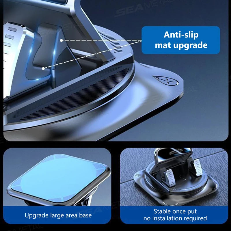 SEAMETAL Car Phone Mount Anti Slip Silicone Dashboard Phone Holder 360-Degree Free Rotation Universal Head-Up Navigation Holder
