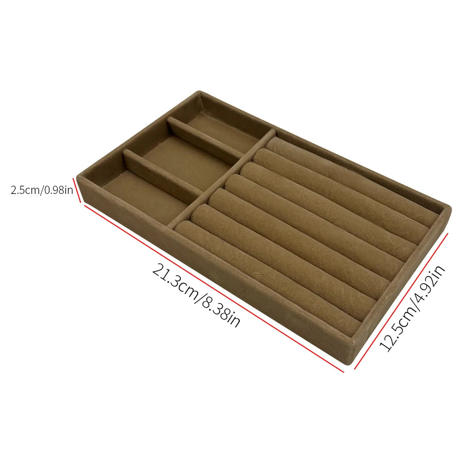 1PC, Flocking Jewelry Box Jewelry Tray, Color: Brown