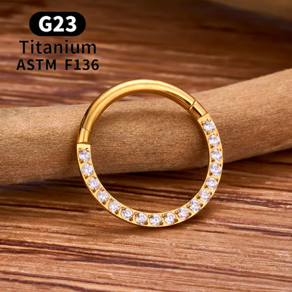 1/10PCS ASTM F136 Titanium Nose Ring 16/18G CZ Hinged Septum Clicker Hoop Tragus Daith Cartilage Helix Ear Piercing Body Jewelry