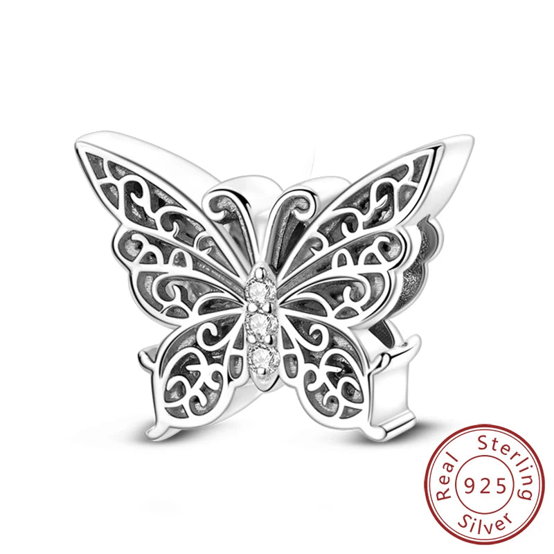 Hot 925 Sterling Silver Charm Beads Butterfly Dragonfly Firefly Charms Fit Original Bracelets DIY Jewelry For Women Gift