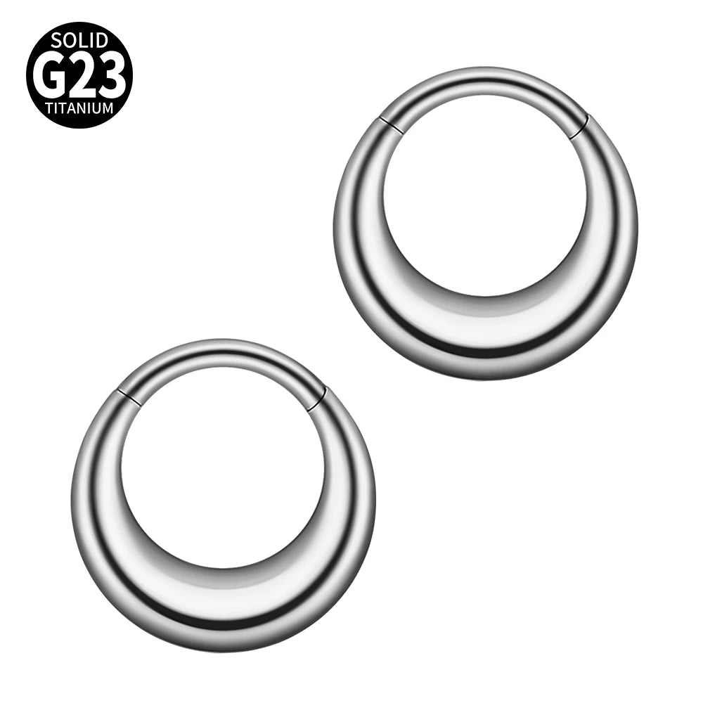1/2/5PCS Punk Titanium Concave&Convex Crater Moon Septum Piercing Clicker Nose Rings 16G Segment Cartilage Daith Hoop Earring
