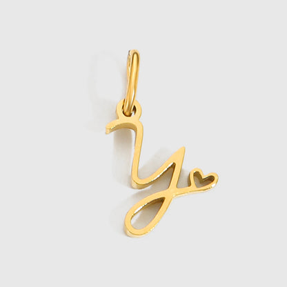 St-Delan Gold Plated Cursive Heart Initial Charms A-Z Script Alphabet Pendants for DIY Jewelry Making