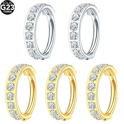 1/5PCS Titanium Nose Ring Clicker Ear Cartilage Tragus Helix Daith Round Earrings Hoops CZ 16G Hinged Segment Piercings Jewelry
