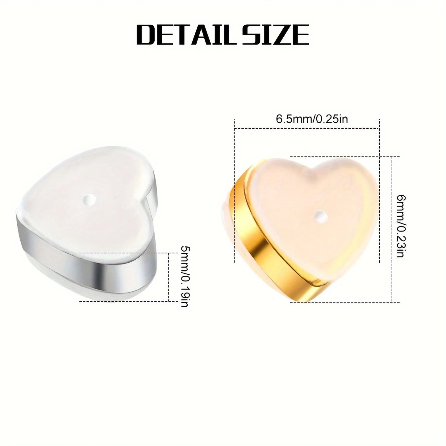 10/20/50Pcs Love Heart Soft Silicone Earring Backs Stoppers Copper Ring Ear Plugs For Jewelry Making DIY Earring Accessories